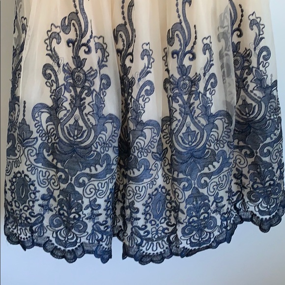 Navy embroidered tulle dress - Picture 3 of 4